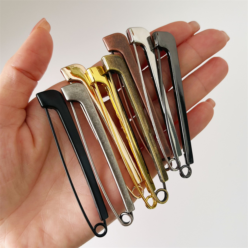 Vintage Brooch Pin - Large Simple Metal Brooch Big Pin