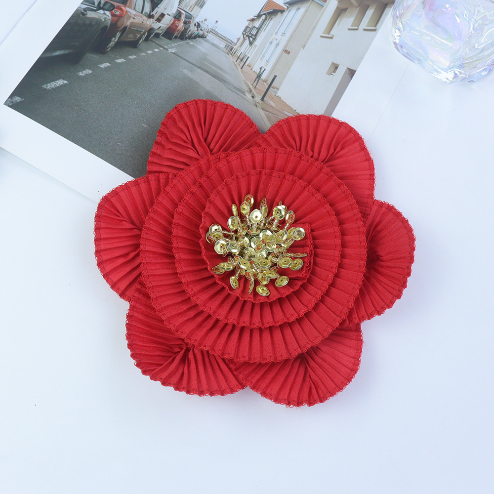 Vintage Brooch Pin - Vintage Pleated Rose Flower Brooch Pin