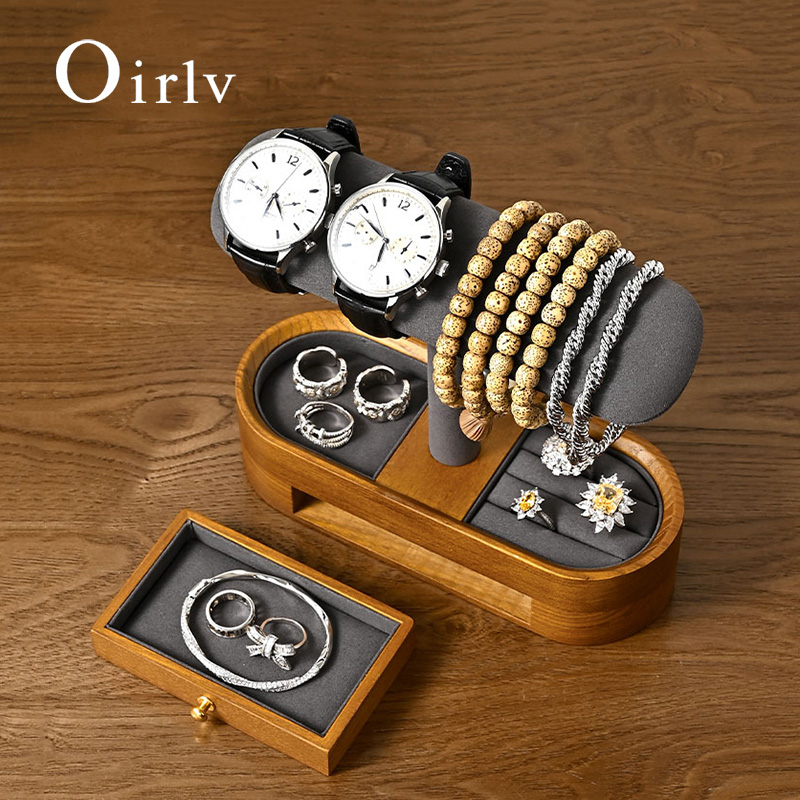 Jewelry Stand Watches - Oirlv Solid Wood Watch Organizer Shelf