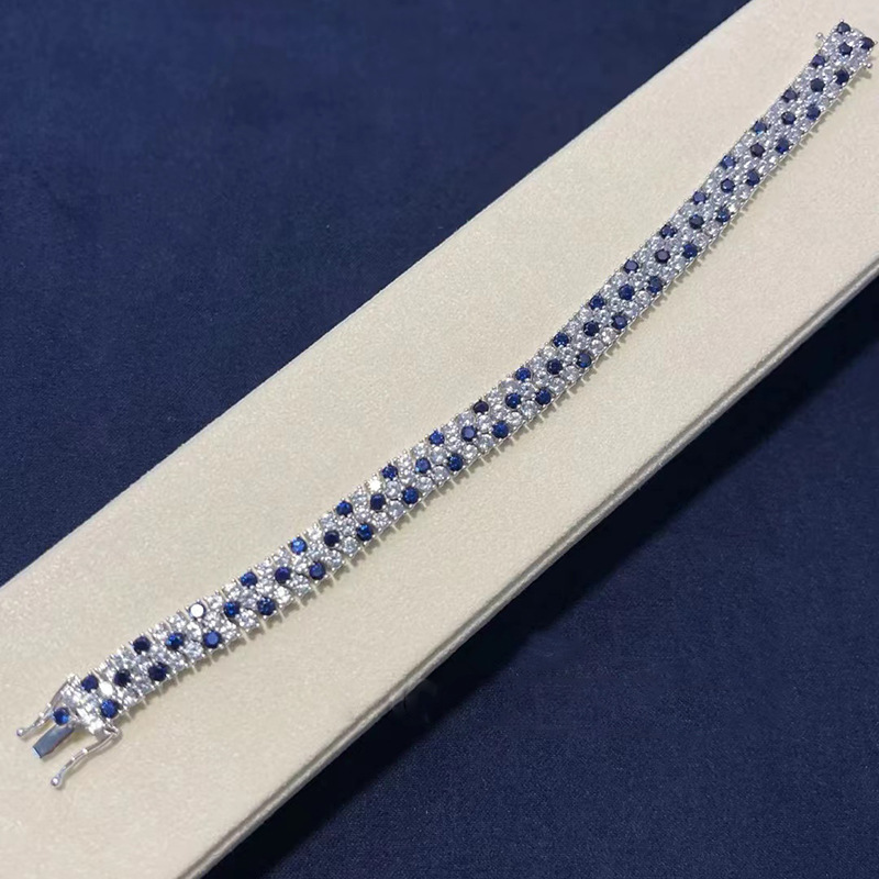 Women's Double Row Blue White  - Tennis Bracelet Cubic review and price