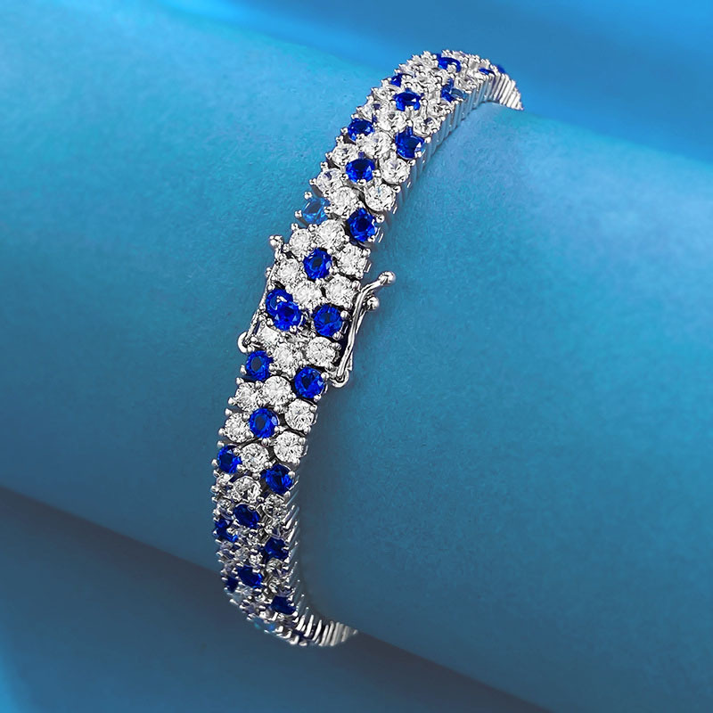Women's Double Row Blue White  - Tennis Bracelet Cubic review and price