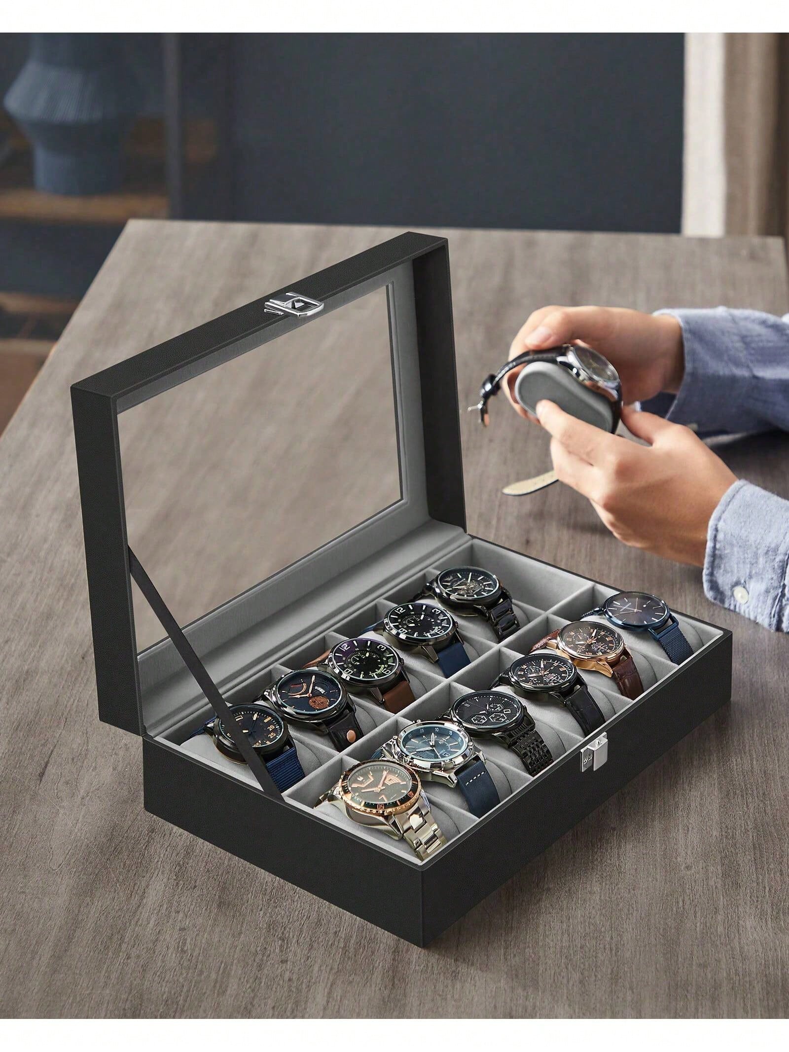 12-Slot Lockable Watch Box wit - Jewelry Stand Watches review and price
