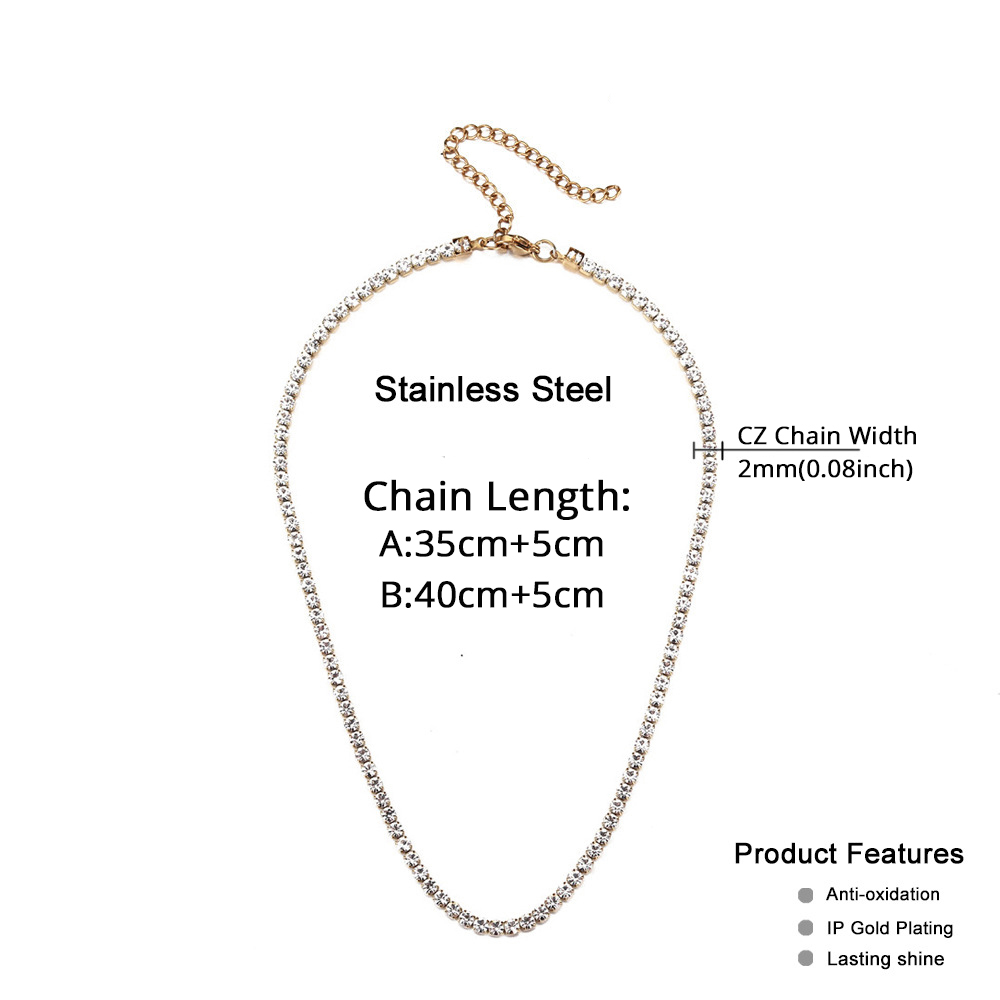 2mm Tennis Chain Necklaces Fem - Tennis Bracelet Cubic review and price
