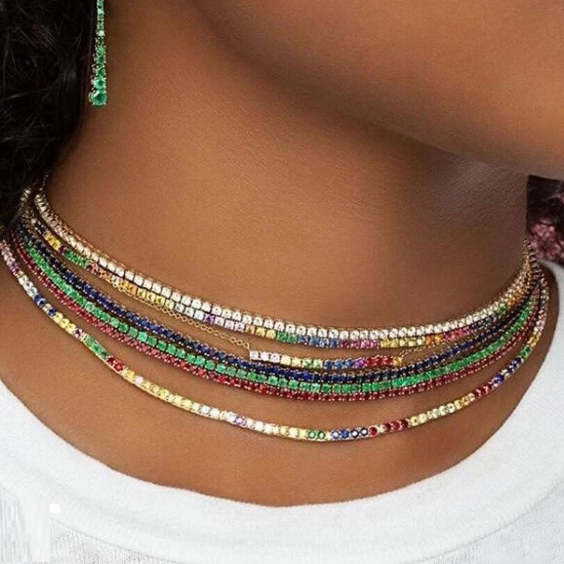 Colorful CZ Tennis Choker Neck - Tennis Bracelet Cubic review and price