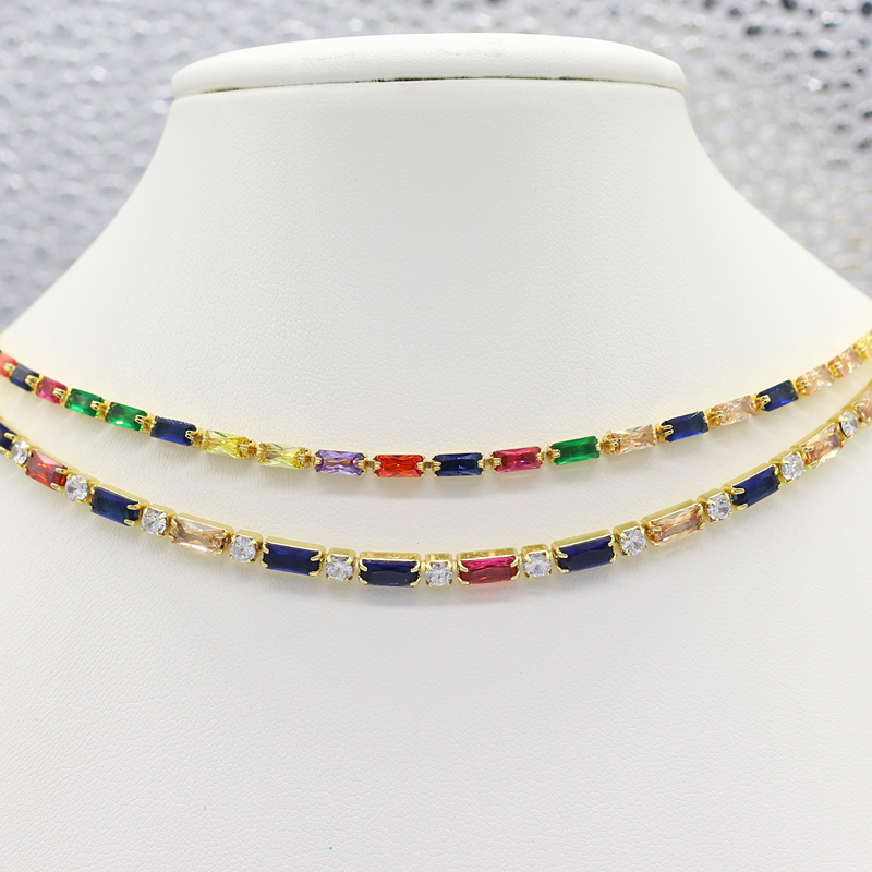 Colorful CZ Tennis Choker Neck - Tennis Bracelet Cubic review and price