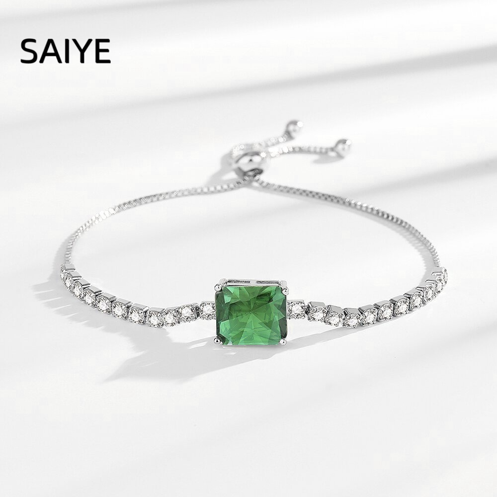 925 Sterling Silver Square Cut - Tennis Bracelet Cubic review and price