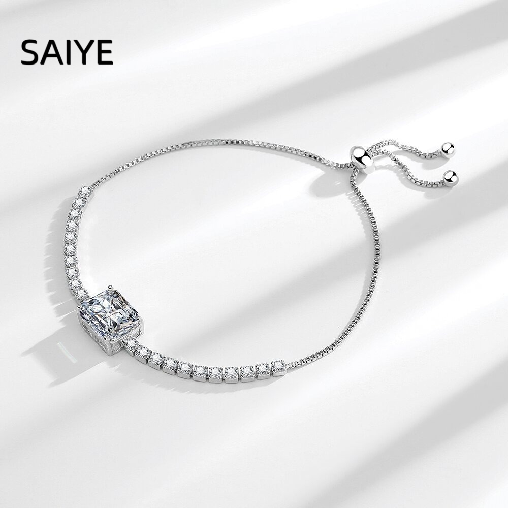 925 Sterling Silver Square Cut - Tennis Bracelet Cubic review and price